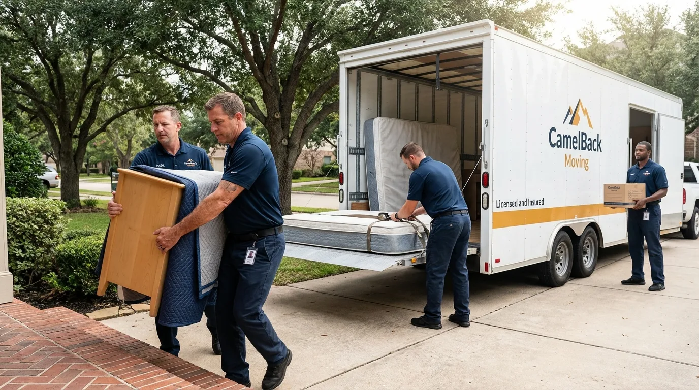 Crew loading residential truck for cross-state move from Miles City, MT