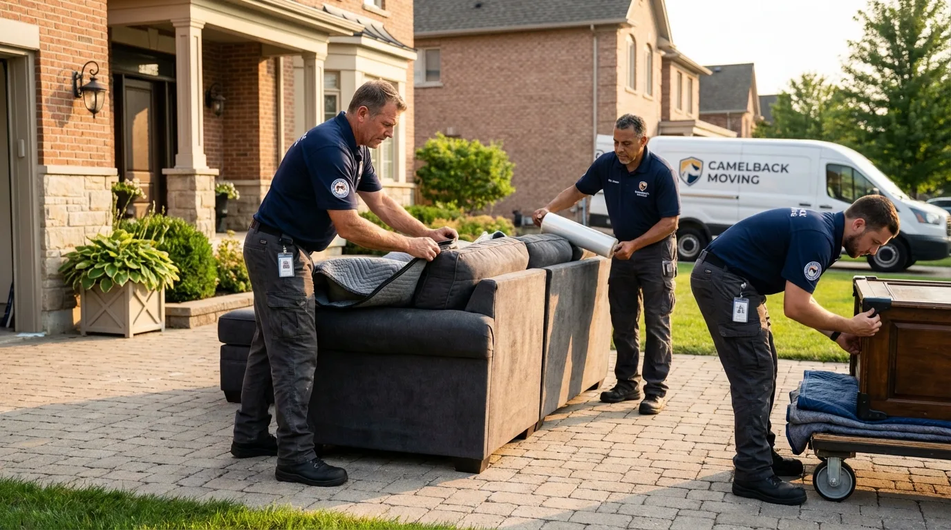 Large estate moving crew wrapping furniture in Miles City, MT