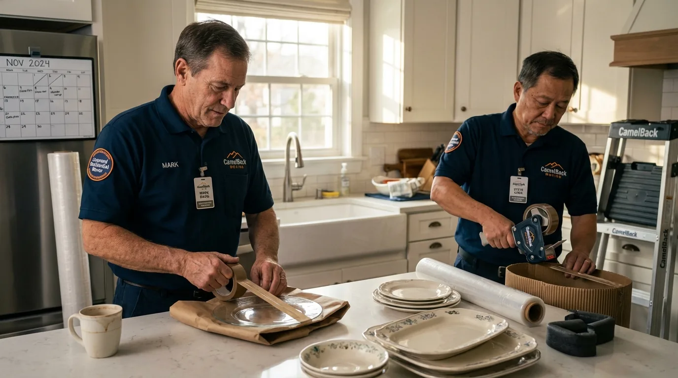 Professional crew packing kitchen dishware in Miles City, MT